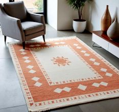Geometric Terracotta Wool Carpet